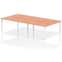 Impulse Bench B2B 4 Person 1600 White Frame Office Bench Desk Beech