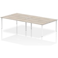 Impulse 4 Person Bench Desk, Back to Back, 4 x 1600mm (800mm Deep), White Frame, Grey Oak