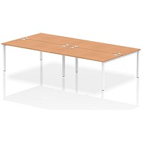 Impulse Bench B2B 4 Person 1600 White Frame Office Bench Desk Oak