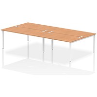 Impulse 4 Person Bench Desk, Back to Back, 4 x 1600mm (800mm Deep), White Frame, Oak