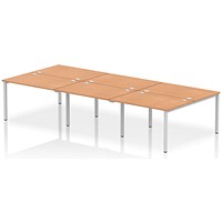 Impulse Bench B2B 6 Person 1200 Silver Frame Office Bench Desk Oak