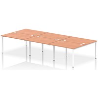 Impulse 6 Person Bench Desk, Back to Back, 6 x 1200mm (800mm Deep), White Frame, Beech