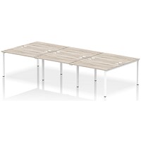 Impulse Bench B2B 6 Person 1200 White Frame Office Bench Desk Grey Oak