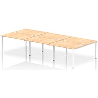 Impulse Bench B2B 6 Person 1200 White Frame Office Bench Desk Maple