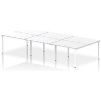 Impulse 6 Person Bench Desk, Back to Back, 6 x 1200mm (800mm Deep), White Frame, White