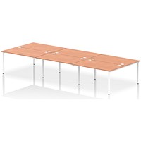 Impulse Bench B2B 6 Person 1400 White Frame Office Bench Desk Beech Impulse Bench B2B 6 Person 1400 White Frame Office Bench Desk Beech