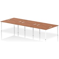 Impulse Bench B2B 6 Person 1400 White Frame Office Bench Desk Walnut