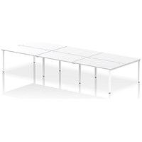 Impulse 6 Person Bench Desk, Back to Back, 6 x 1400mm (800mm Deep), White Frame, White