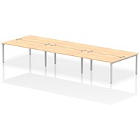 Impulse Bench B2B 6 Person 1600 Silver Frame Office Bench Desk Maple
