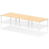 Impulse 6 Person Bench Desk, Back to Back, 6 x 1600mm (800mm Deep), White Frame, Maple