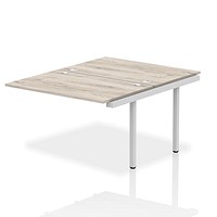Impulse 2 Person Bench Desk Extension, Back to Back, 2 x 1200mm (800mm Deep), Silver Frame, Grey Oak