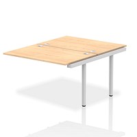 Impulse 2 Person Bench Desk Extension, Back to Back, 2 x 1200mm (800mm Deep), Silver Frame, Maple