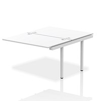 Impulse 2 Person Bench Desk Extension, Back to Back, 2 x 1200mm (800mm Deep), Silver Frame, White