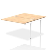 Impulse 2 Person Bench Desk Extension, Back to Back, 2 x 1200mm (800mm Deep), White Frame, Maple