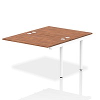 Impulse 2 Person Bench Desk Extension, Back to Back, 2 x 1200mm (800mm Deep), White Frame, Walnut