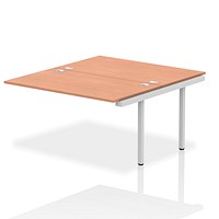 Impulse 2 Person Bench Desk Extension, Back to Back, 2 x 1400mm (800mm Deep), Silver Frame, Beech