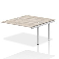Impulse 2 Person Bench Desk Extension, Back to Back, 2 x 1400mm (800mm Deep), Silver Frame, Grey Oak