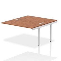 Impulse 2 Person Bench Desk Extension, Back to Back, 2 x 1400mm (800mm Deep), Silver Frame, Walnut