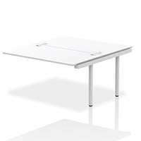 Impulse 2 Person Bench Desk Extension, Back to Back, 2 x 1400mm (800mm Deep), Silver Frame, White