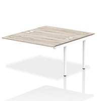 Impulse 2 Person Bench Desk Extension, Back to Back, 2 x 1400mm (800mm Deep), White Frame, Grey Oak