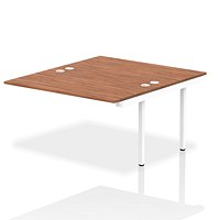 Impulse 2 Person Bench Desk Extension, Back to Back, 2 x 1400mm (800mm Deep), White Frame, Walnut