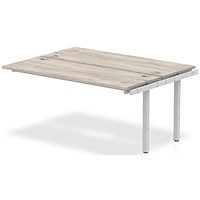 Impulse 2 Person Bench Desk Extension, Back to Back, 2 x 1600mm (800mm Deep), Silver Frame, Grey Oak