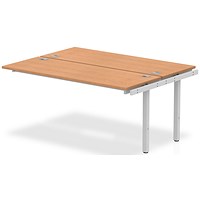 Impulse 2 Person Bench Desk Extension, Back to Back, 2 x 1600mm (800mm Deep), Silver Frame, Oak