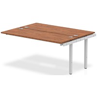 Impulse 2 Person Bench Desk Extension, Back to Back, 2 x 1600mm (800mm Deep), Silver Frame, Walnut