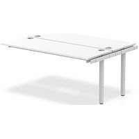 Impulse 2 Person Bench Desk Extension, Back to Back, 2 x 1600mm (800mm Deep), Silver Frame, White