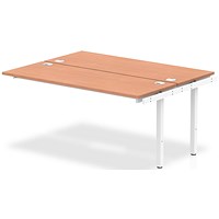 Impulse 2 Person Bench Desk Extension, Back to Back, 2 x 1600mm (800mm Deep), White Frame, Beech