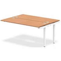 Impulse 2 Person Bench Desk Extension, Back to Back, 2 x 1600mm (800mm Deep), White Frame, Oak