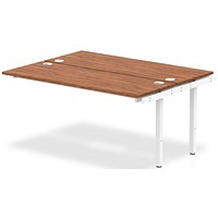 Impulse 2 Person Bench Desk Extension, Back to Back, 2 x 1600mm (800mm Deep), White Frame, Walnut