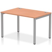 Impulse 1 Person Bench Desk, 1200mm (800mm Deep), Silver Frame, Beech