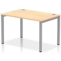 Impulse 1 Person Bench Desk, 1200mm (800mm Deep), Silver Frame, Maple