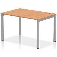 Impulse 1 Person Bench Desk, 1200mm (800mm Deep), Silver Frame, Oak