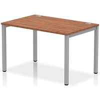 Impulse 1 Person Bench Desk, 1200mm (800mm Deep), Silver Frame, Walnut