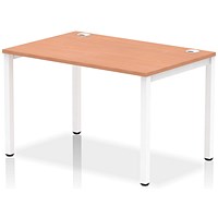 Impulse 1 Person Bench Desk, 1200mm (800mm Deep), White Frame, Beech