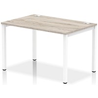 Impulse Bench Single Row 1200 White Frame Office Bench Desk Grey Oak