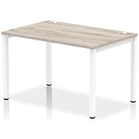 Impulse 1 Person Bench Desk, 1200mm (800mm Deep), White Frame, Grey Oak