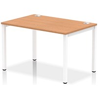 Impulse 1 Person Bench Desk, 1200mm (800mm Deep), White Frame, Oak