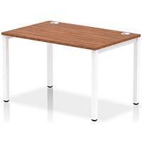 Impulse 1 Person Bench Desk, 1200mm (800mm Deep), White Frame, Walnut