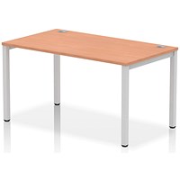 Impulse Bench Single Row 1400 Silver Frame Office Bench Desk Beech