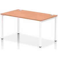 Impulse 1 Person Bench Desk, 1400mm (800mm Deep), White Frame, Beech