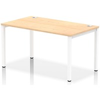 Impulse 1 Person Bench Desk, 1400mm (800mm Deep), White Frame, Maple