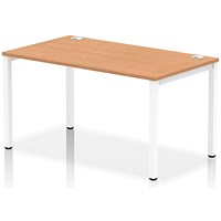 Impulse 1 Person Bench Desk, 1400mm (800mm Deep), White Frame, Oak