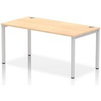 Impulse Bench Single Row 1600 Silver Frame Office Bench Desk Maple Impulse Bench Single Row 1600 Silver Frame Office Bench Desk Maple