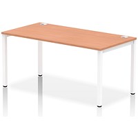 Impulse 1 Person Bench Desk, 1600mm (800mm Deep), White Frame, Beech