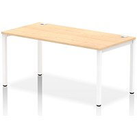 Impulse 1 Person Bench Desk, 1600mm (800mm Deep), White Frame, Maple
