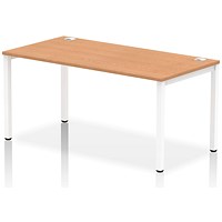 Impulse Bench Single Row 1600 White Frame Office Bench Desk Oak