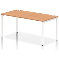 Impulse 1 Person Bench Desk, 1600mm (800mm Deep), White Frame, Oak